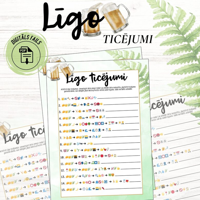 Līgo spēle "Ticējumi", digitāls PDF fails