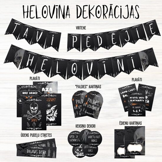 Helovīna ballītes dekorāciju komplekts, digitāls JPG fails