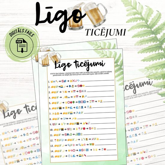 Līgo spēle "Ticējumi", digitāls PDF fails