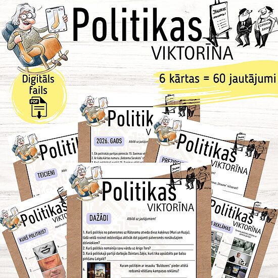 Spēle "Politikas viktorīna", digitāls PDF fails
