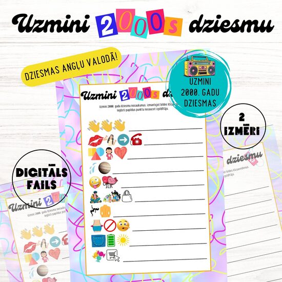 Spēle "Uzmini 2000. gadu dziesmu", digitāls PDF fails